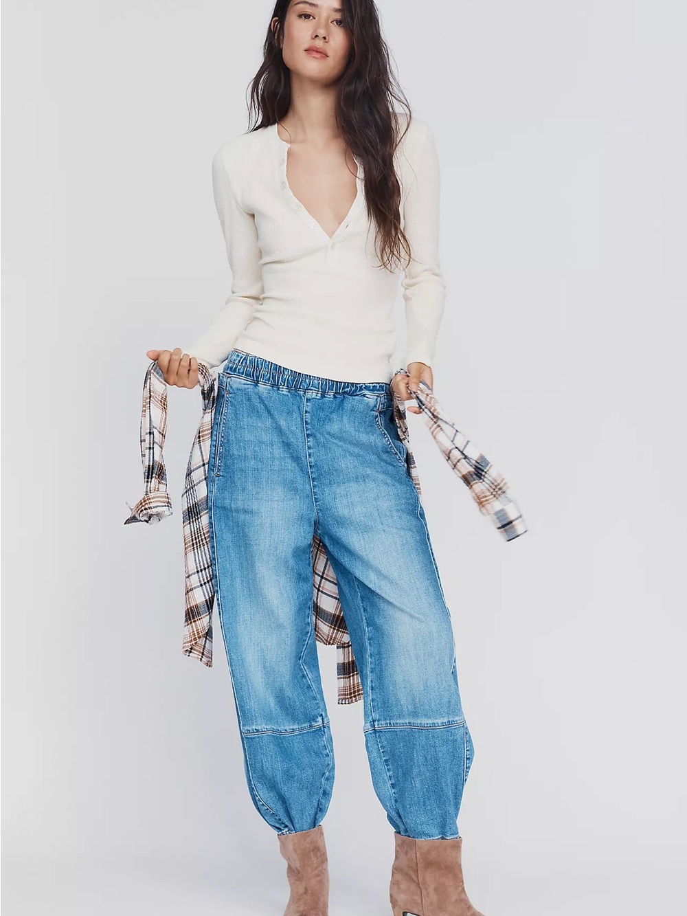 Pilcro Anthropologie Izzie Relaxed Pull-On Barrel Jeans Size S - Picture 8 of 10